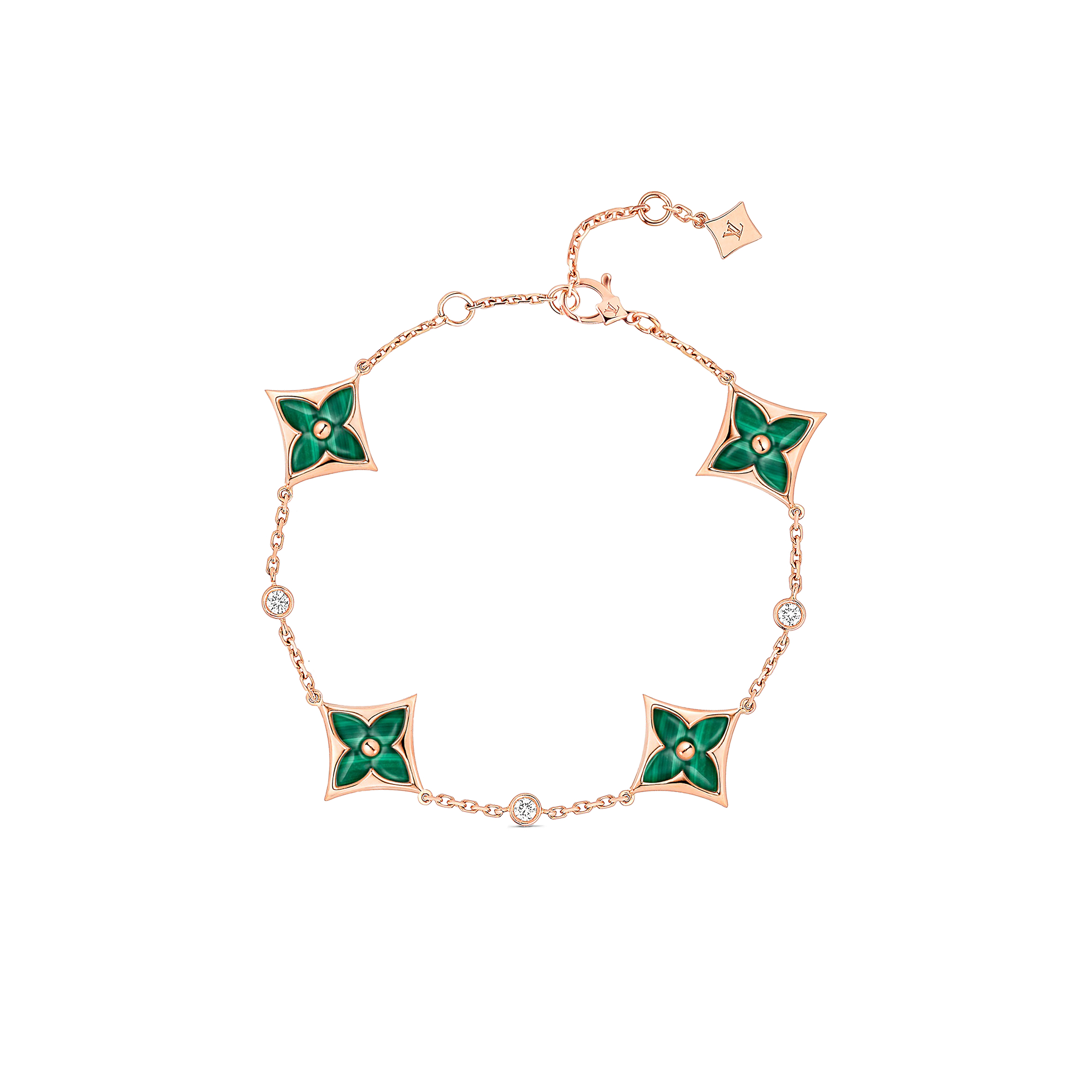 l**is v*t*n colour blossom bb multi-motifs bracelet, pink gold, malachite and Di*m*nds q05570